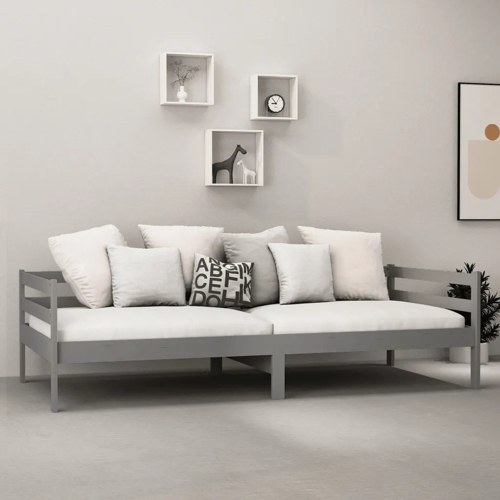 Divano Letto con Materasso-Sofa Letto-Daybed 90x200 cm Grigio in Legno di Pino 235863