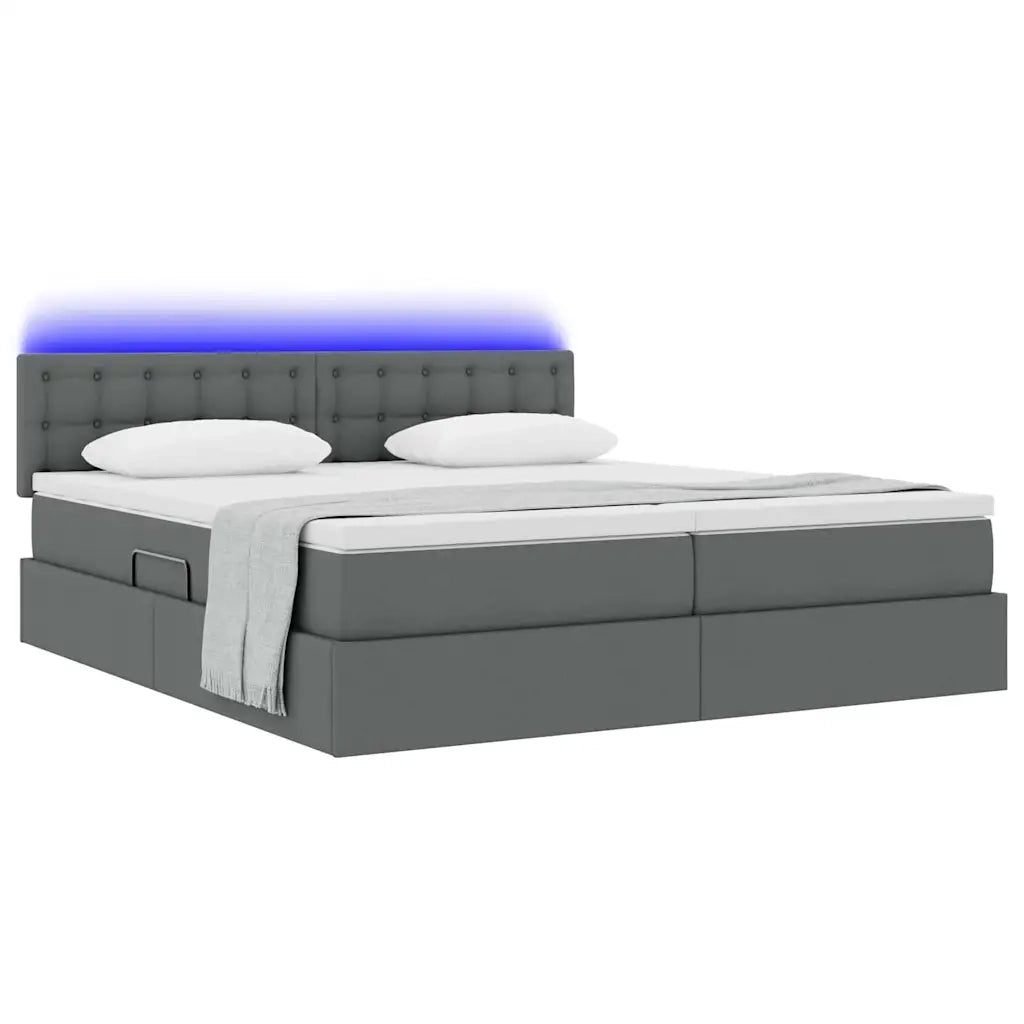 Letto con contenitore LED e materasso Grigio Scuro 180 x 200 cm