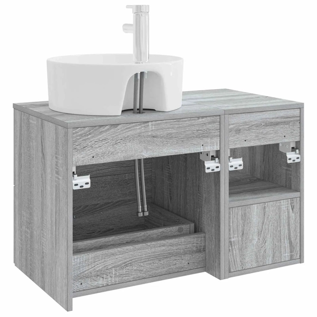 Set di mobili per il bagno 2 pz Sonoma grigio 3403909