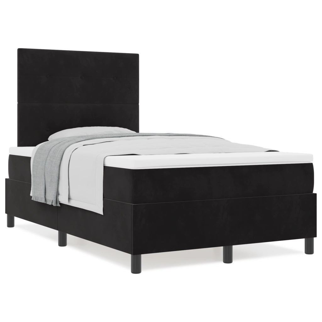 Letto Box Spring con Materasso Nero Piccolo Doppio Velluto