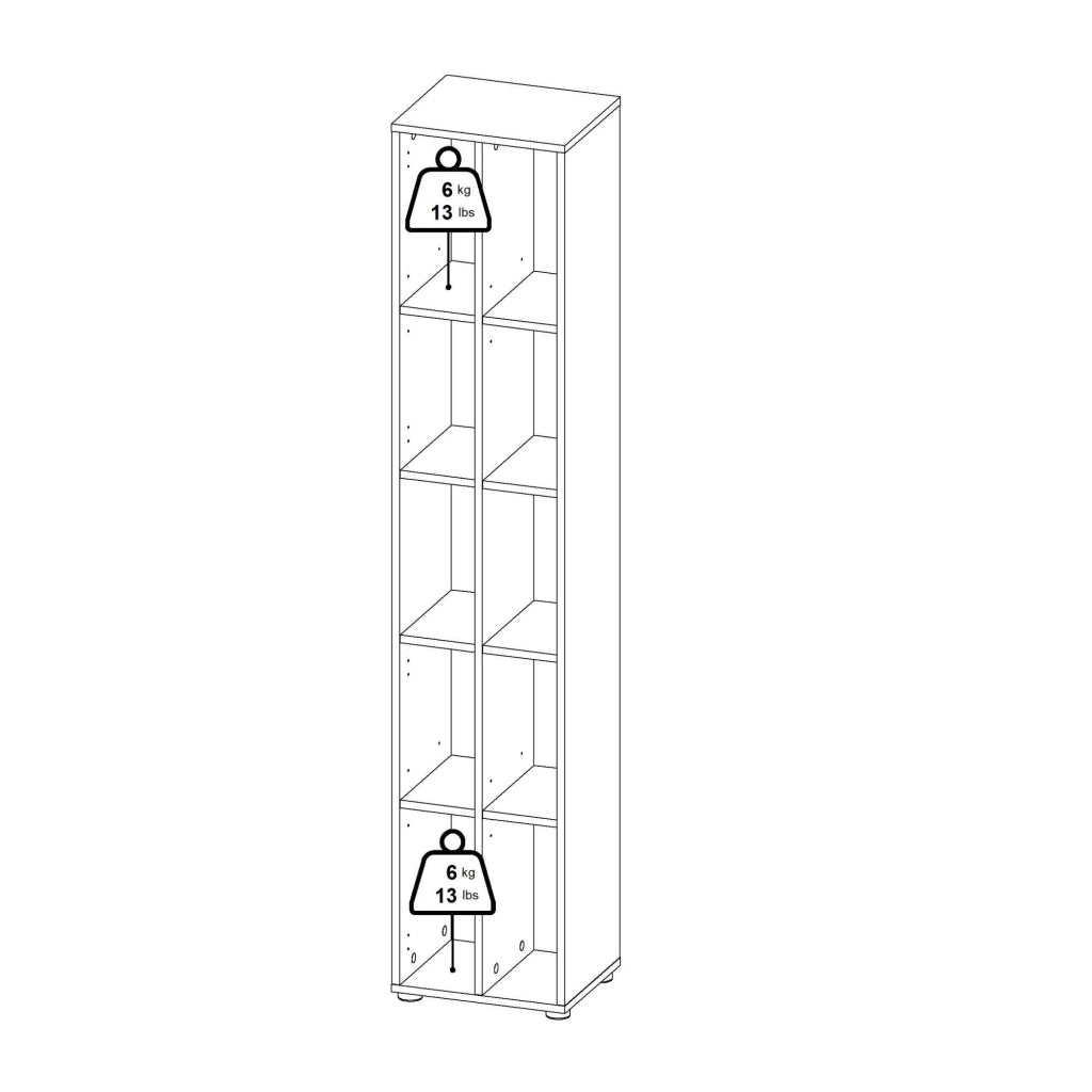 Libreria Erevan, Scaffale da ufficio, Mobile portalibri, Biblioteca, 41x34 h205 cm, Rovere e Grigio
