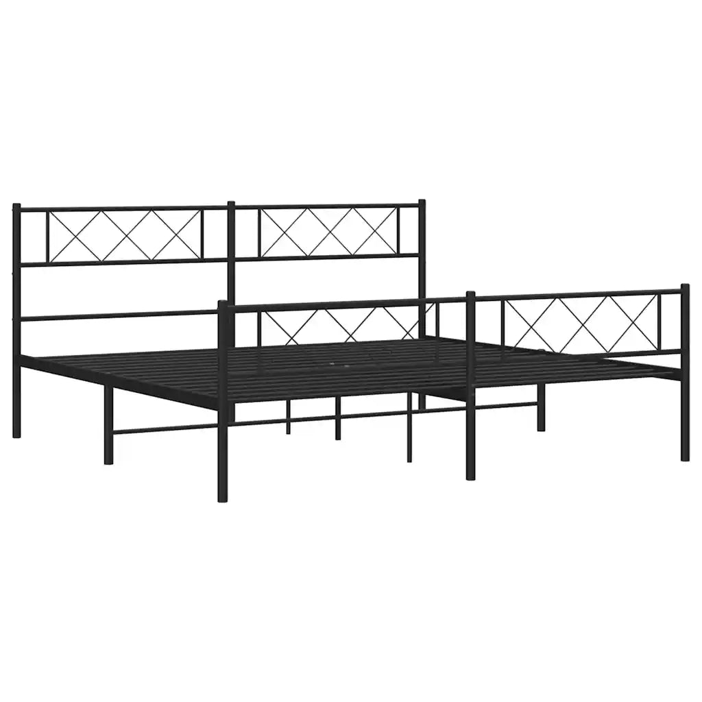 Giroletto con Testiera e Pediera-Struttura Letto Metallo Nero 193x203 cm 316525