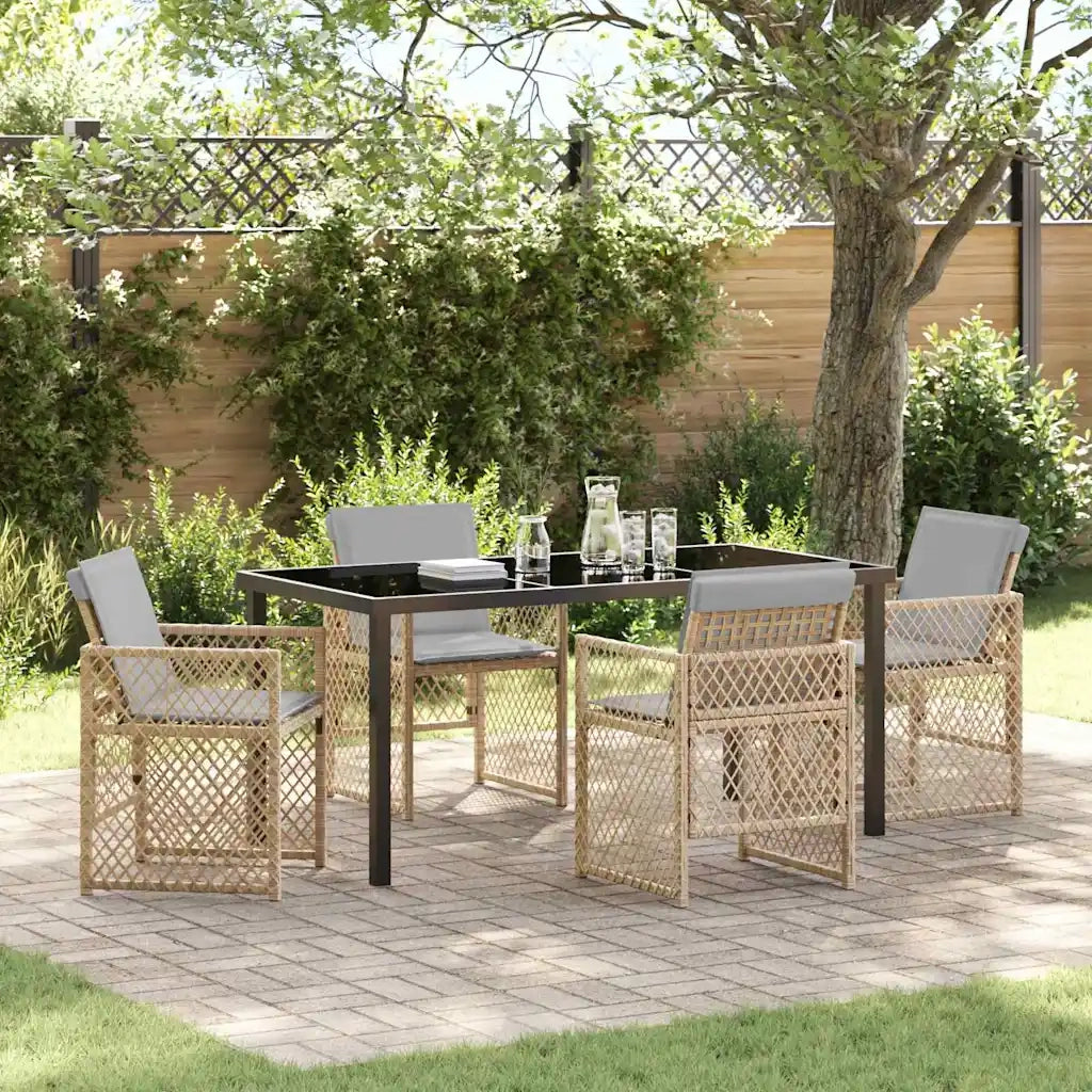 Set da Pranzo per Giardino 5 pz | Set Salotto da Giardino Beige polyrattan