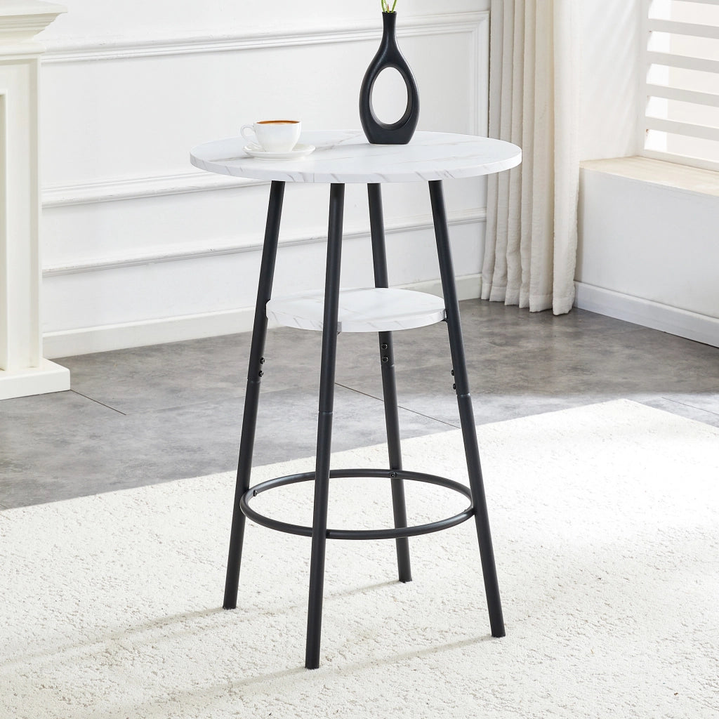 Bancone moderna con ripiano - Zephmum- Marmo bianco, telaio nero, ?60x89cm