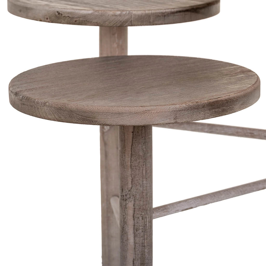 Supporto in legno per 3 vasi bianchi d25x40/35/30h