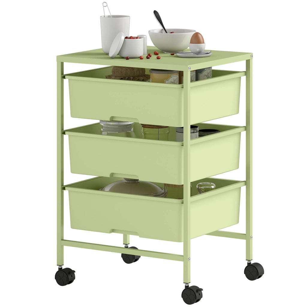 Carrello da cucina 4 ripiani con ruote ¨C Xylo ¨C 3 cestelli e ripiano 40,8x33,5x60,5 cm verde