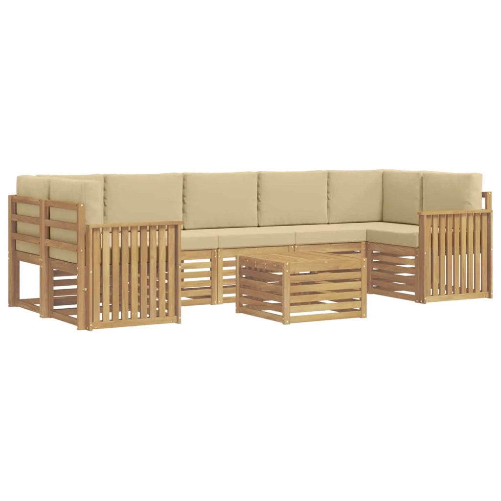 Set di divani da esterno 8 pcs Bianco e Beige Poliestere 3391553