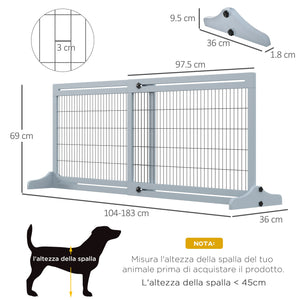 Cancelletto di Sicurezza Estensibile per Animali Domestici 104-183x36x69 cm in Legno e Acciaio Blu