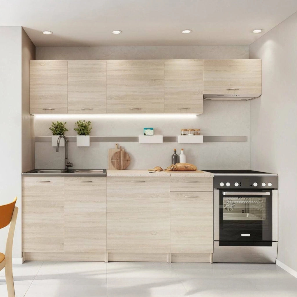 Cucinino Elettrodomestici non inclusi, Urzulei, Cucina Modulabile, Marrone Rovere