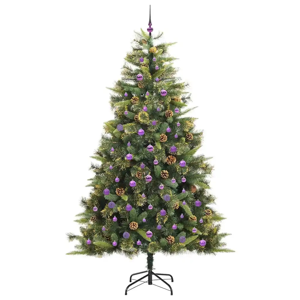 Albero di Natale artificiale pieghevole con coni Verde 240 cm 3395113