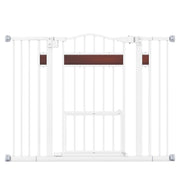 Cancelletto per cani di grandi dimensioni 74-104 cm con piccola porta di sicurezza e doppio sistema di chiusura design bianco 20_0010634
