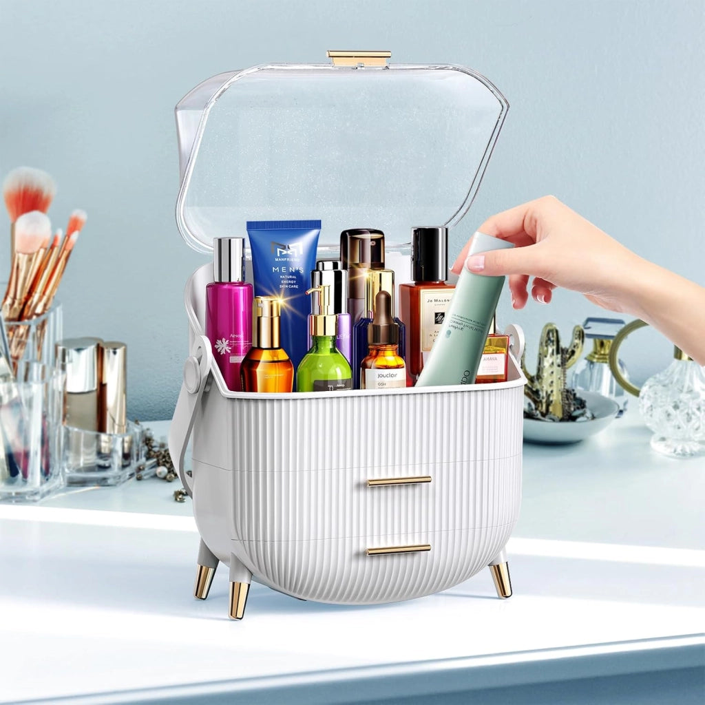 ZMH Porta trucchi da scrivania con più cassetti contenitore per cosmetici bianco 25 x 18,5 x 37 cm