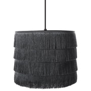 Lampada a sospensione in tessuto poliestere nero con frange Design moderno Luce per il soggiorno