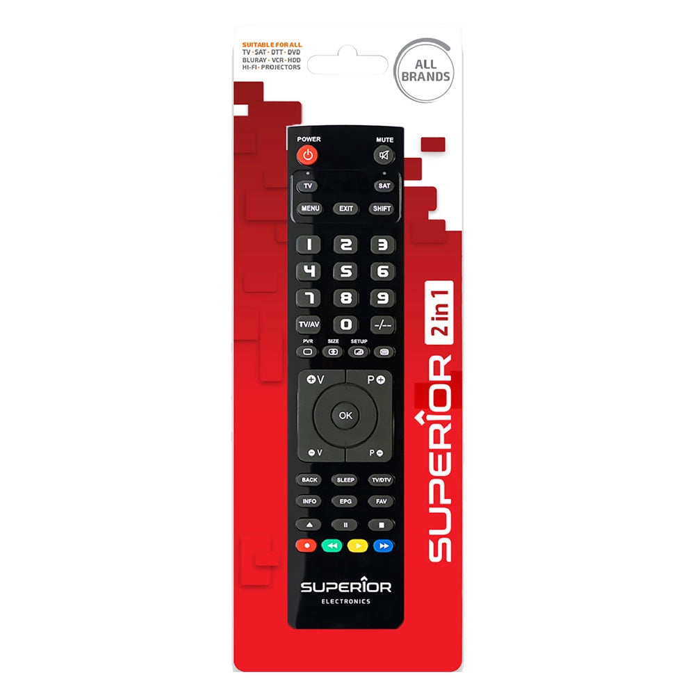 TELECOMANDO COMPATIBILE PER TV 'SLIM' 2 in 1 controllo 2 dispositivi  - SUPERIOR