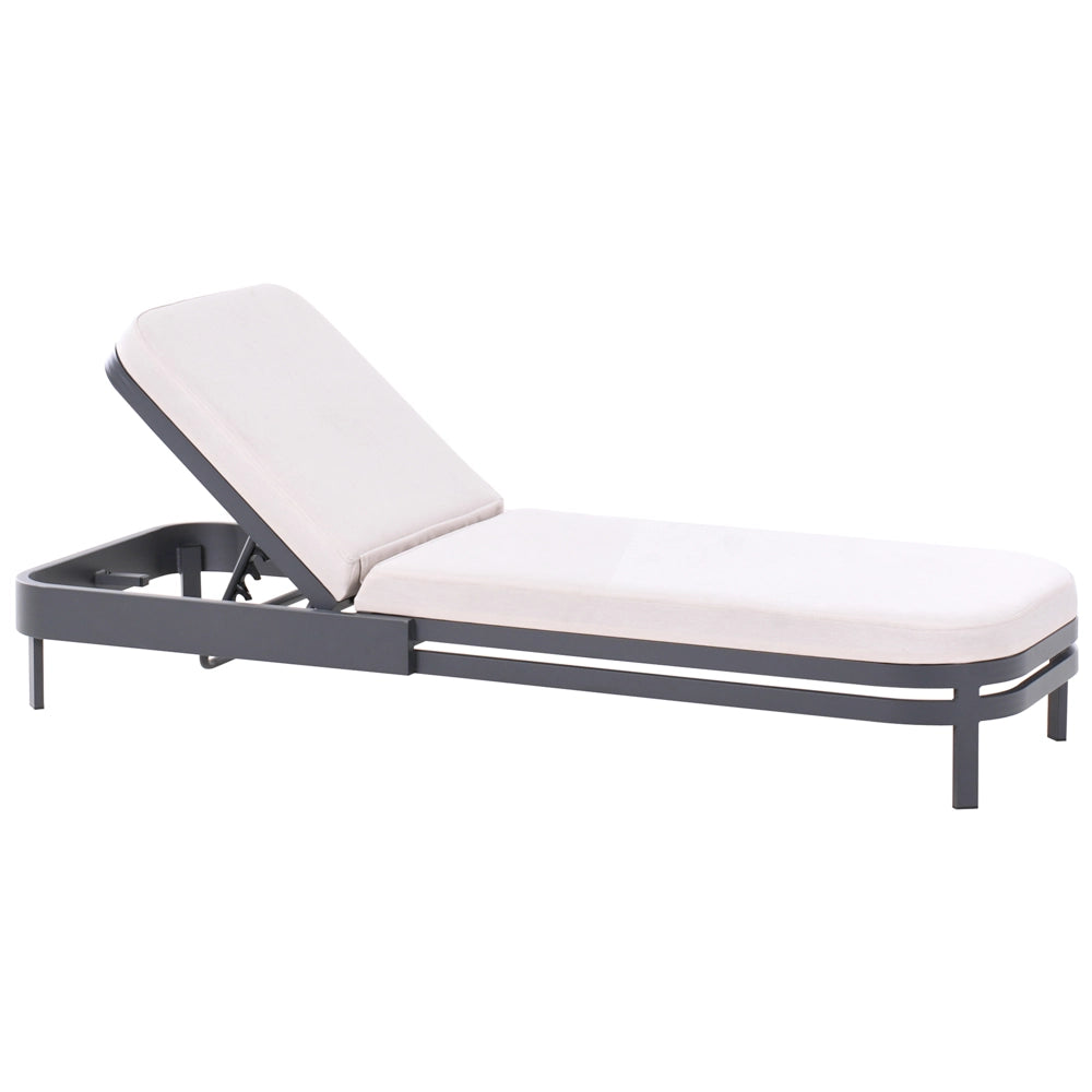 Lettino da giardino moderno reclinabile con struttura in metallo Beige chiaro stile moderno