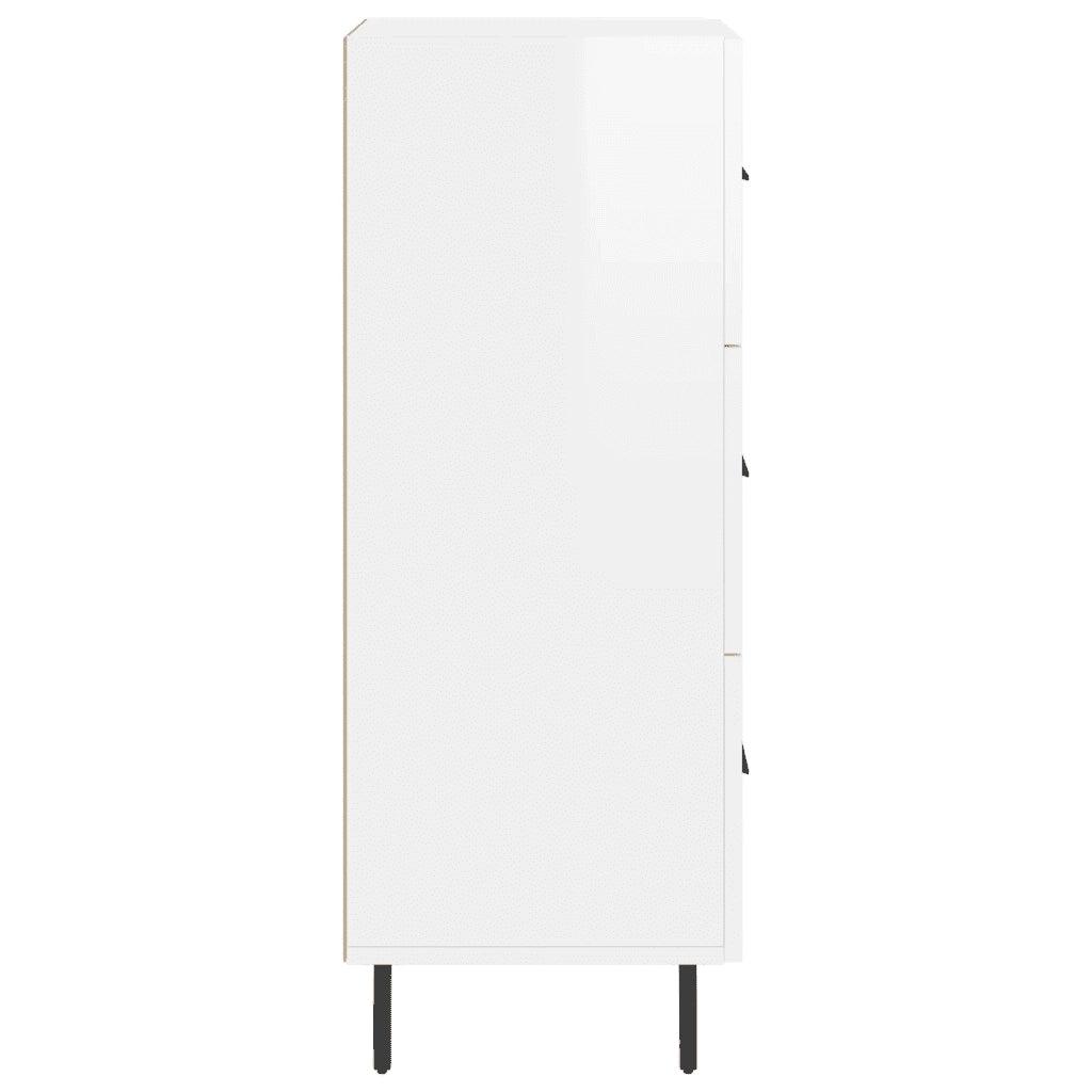 Credenza Bianco Lucido 34,5x34x90 cm in Legno Multistrato 828622