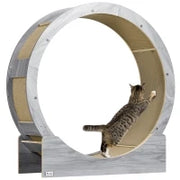 Ruota per Gatti 91 cm con Freno, Tappetino Tiragraffi, Noce