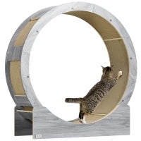 Ruota per Gatti 91 cm con Freno, Tappetino Tiragraffi, Noce