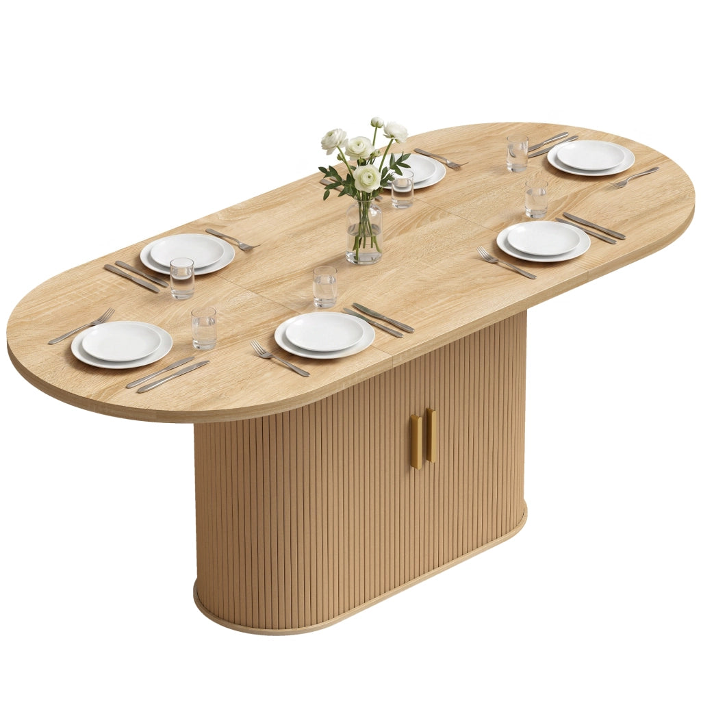 Table à Manger Ovale pour 6 Personnes Moderne 180x80x75cm Chêne