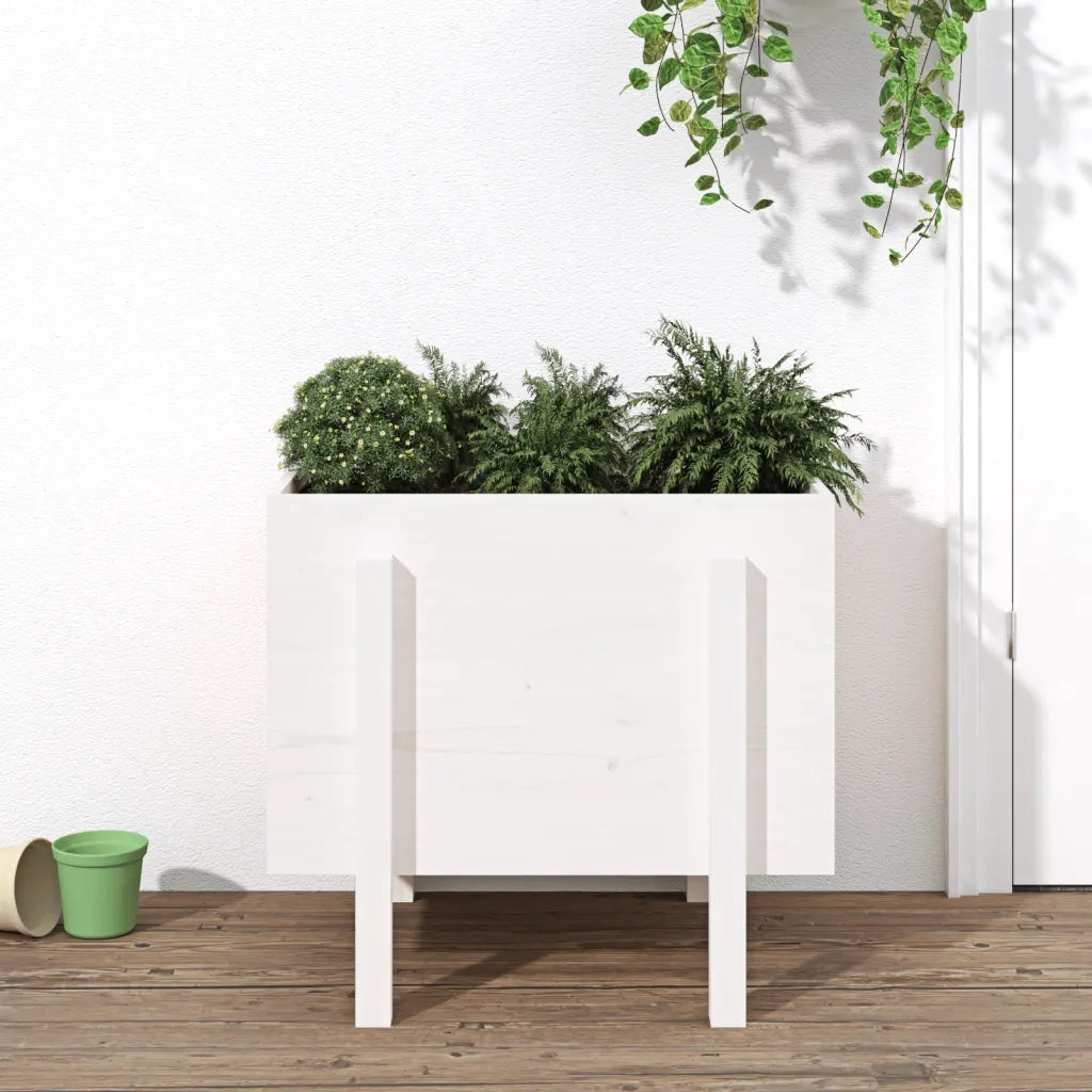 Fioriera da Giardino-Vaso da Esterno Bianca 62x50x57 cm Legno Massello di Pino