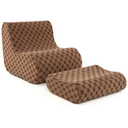Set di 2 pouf ergonomici 96 x 77 x 72 cm con pouf multifunzionale design accogliente in velluto marrone teddy 20_0011275