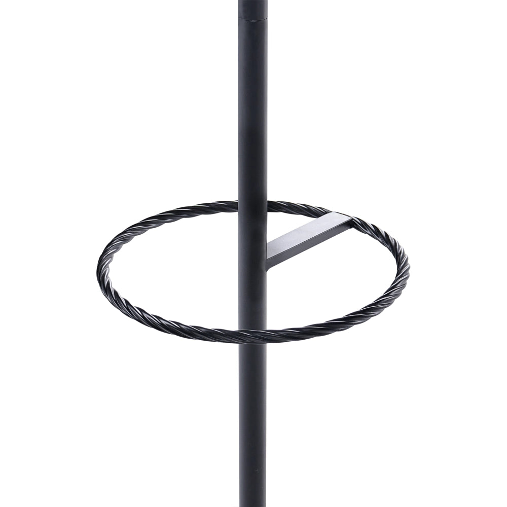 Appendiabiti in acciaio nero 180 cm, appendiabiti da terra con portombrelli, moderno per ingresso