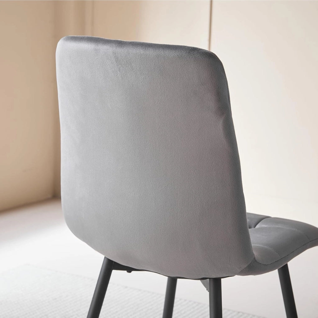 GrandCA HOME Set di 8 Sedie da Pranzo con Seduta Imbottita in Velluto, Sedie da Cucina Moderne con Gambe in Metallo, Grigio-HL