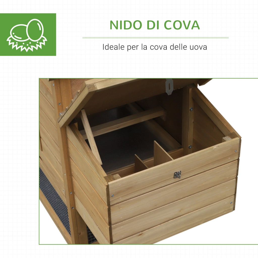 Easycomfort Pollaio Prefabbricato in Legno per 2 Galline con Recinzione e Nido per Cova, 150.5x54x87cm