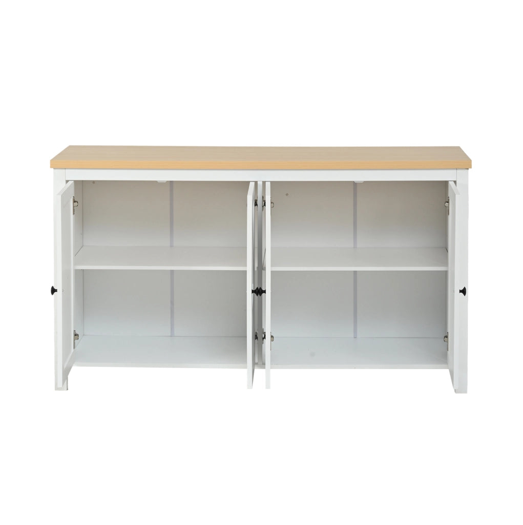 Credenza 140x40x78 cm in MDF bianco， 4 ante e 2 ripiani