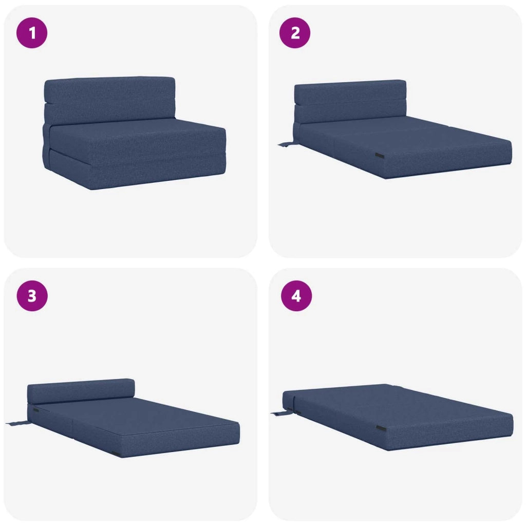 Divano Letto Pieghevole Blu 70 x 80 x 60 cm Tessuto