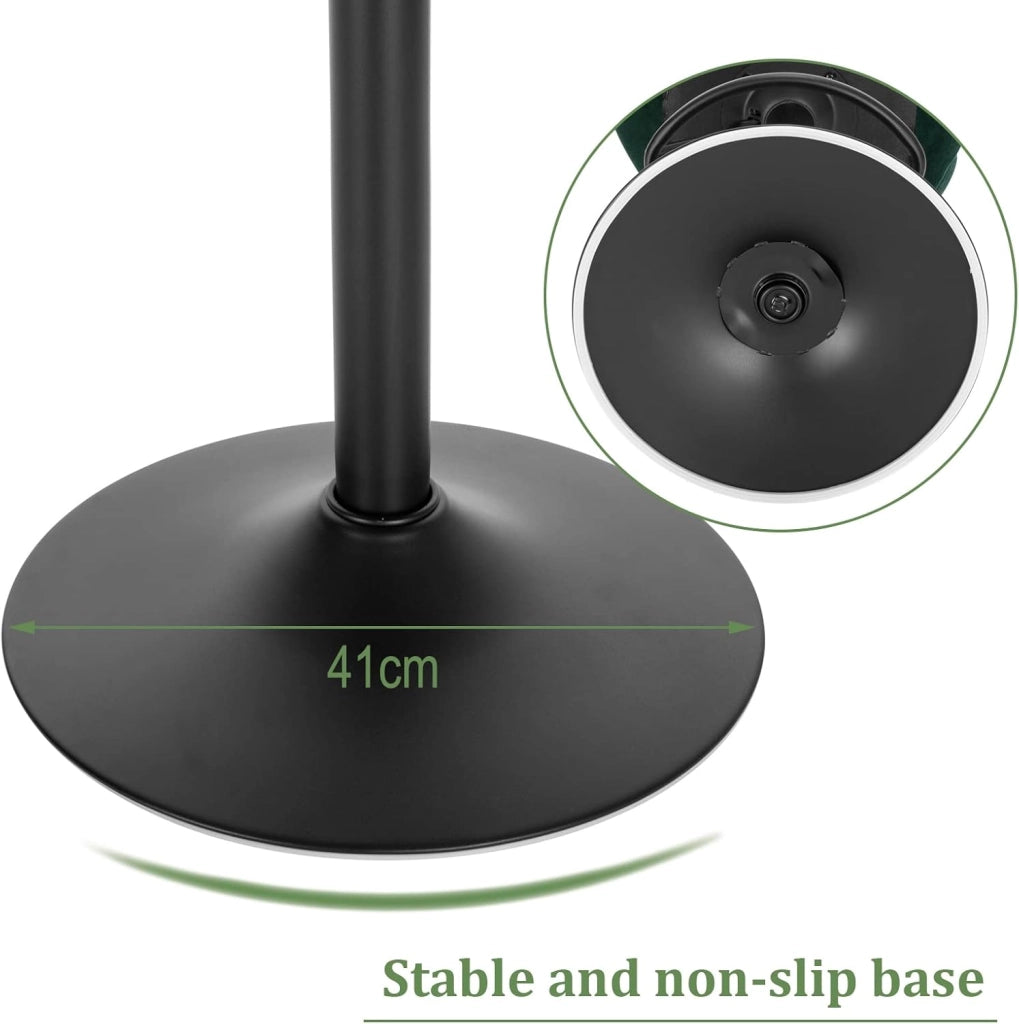 Set di 1 Sgabello da Bar con Schienale e Poggiapiedi Girevoli a 360° Sedia Alta da Cucina con Seduta Regolabile tra 60-82cm in Velluto e Metallo Verde Scuro BH324dgn-1