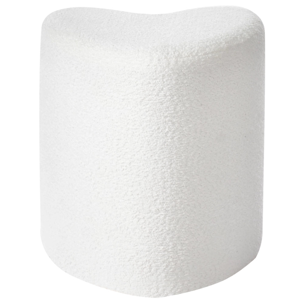 Pouf poggiapiedi imbottito a forma di cuore Pouf ottomano in ciniglia bianco sporco camera da letto soggiorno
