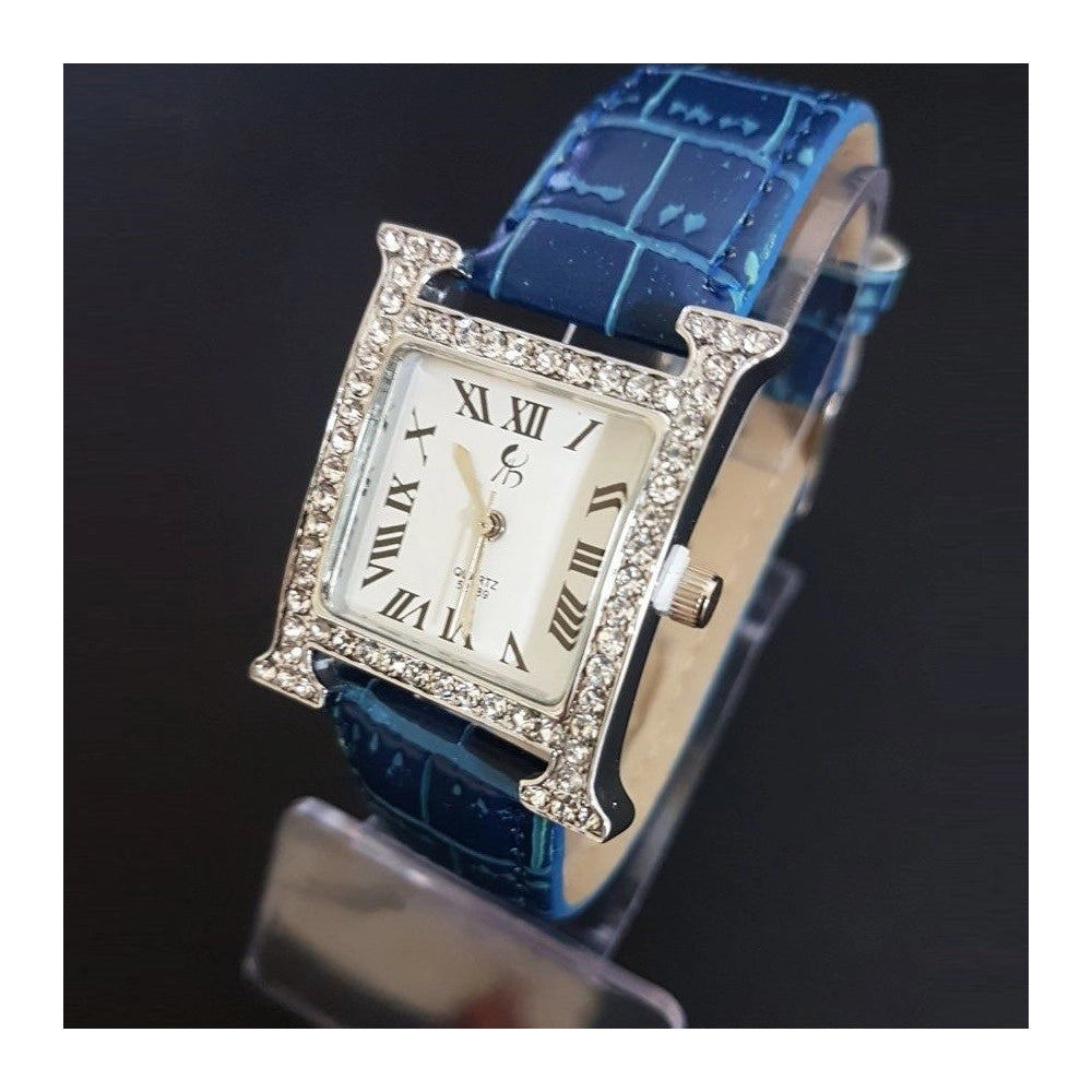 Trade Shop - Orologio Da Polso Donna Blu Analogico Quarzo Moderno Fashion Brillantini -
