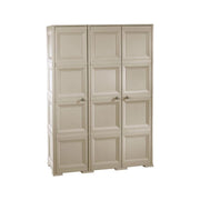 ARMADIO 3 ANTE TAUPE 118X43X164 CM CON PUNTALI E VANO PORTASCOPA – MOBILE ALTO ORGANIZZAZIONE CASA PER INGRESSO E LAVANDERIA
