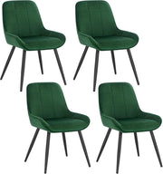 Set di 4 Sedie da Pranzo con Schienale Curvo, Sedie Ergonomiche in Velluto e Metallo, Poltroncina imbottita per Salotto, Ufficio, Camera da Letto, Verde scuro BH331dgn-4