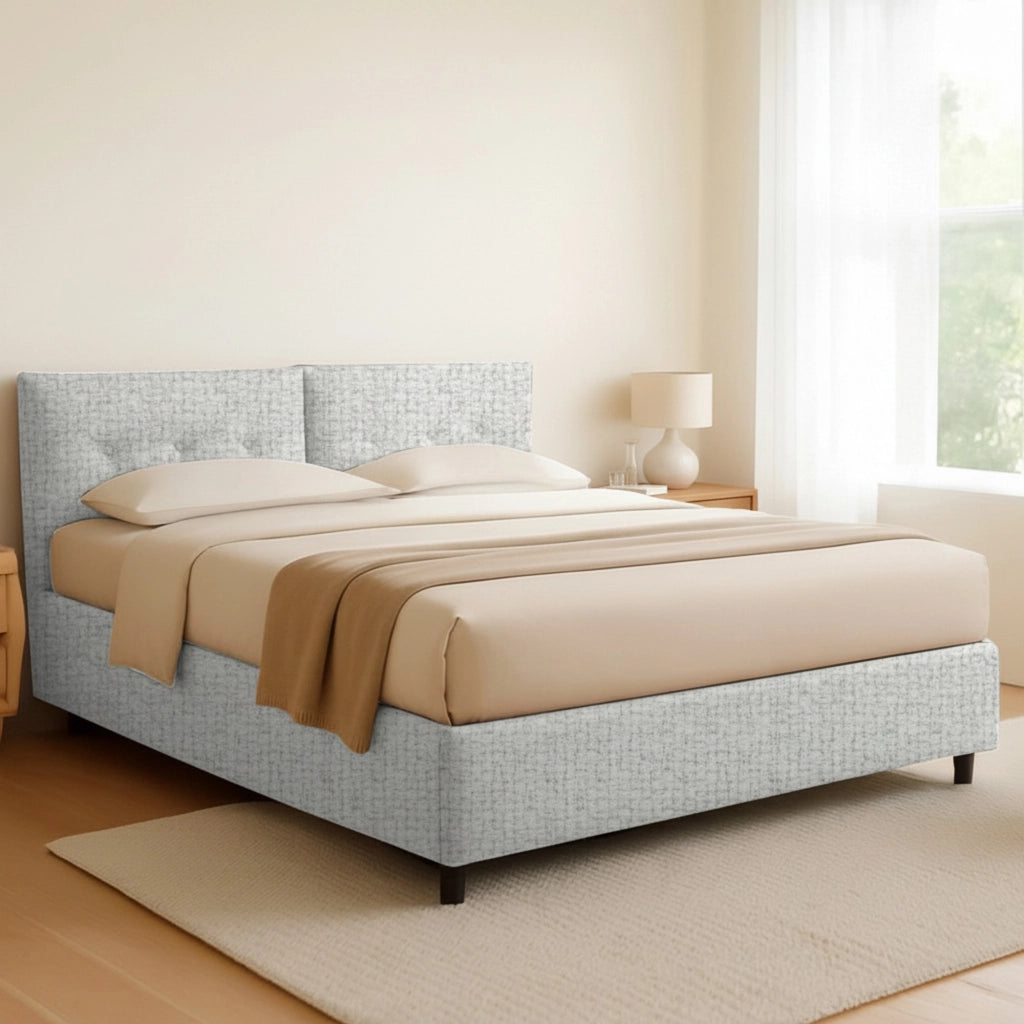 Leeds, Letto Piazza e Mezza Sfoderabile Made in Italy, Grigio Chiaro