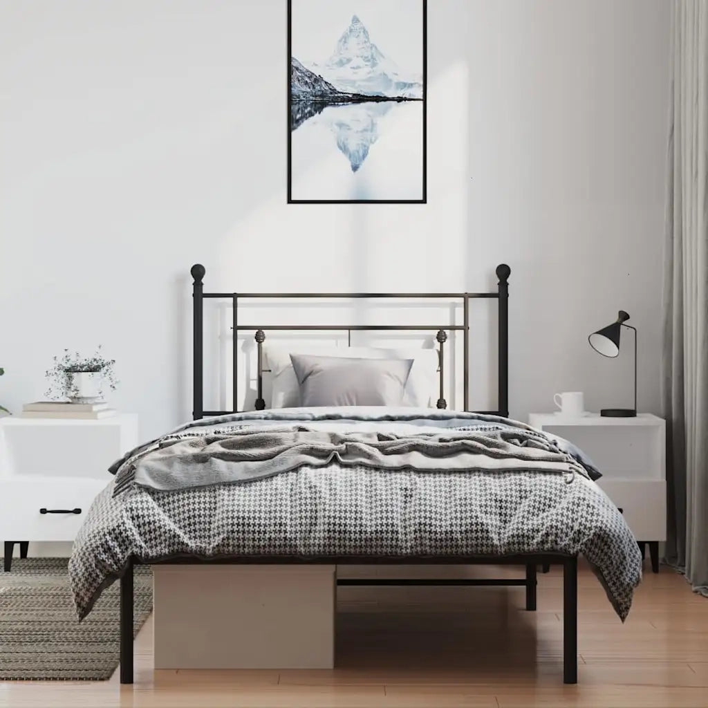 Giroletto con Testiera Metallo Nero 100x200 cmcod mxl 85716