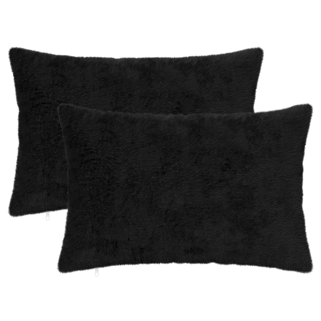 Federa 2 pz HEERLEN Nero 50 x 75 cm Pelliccia di Coniglio Finta 911853