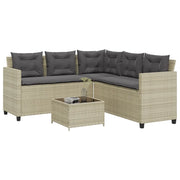 Divano Giardino Tavolo e Cuscini a L Grigio Chiaro Polyrattan 369044