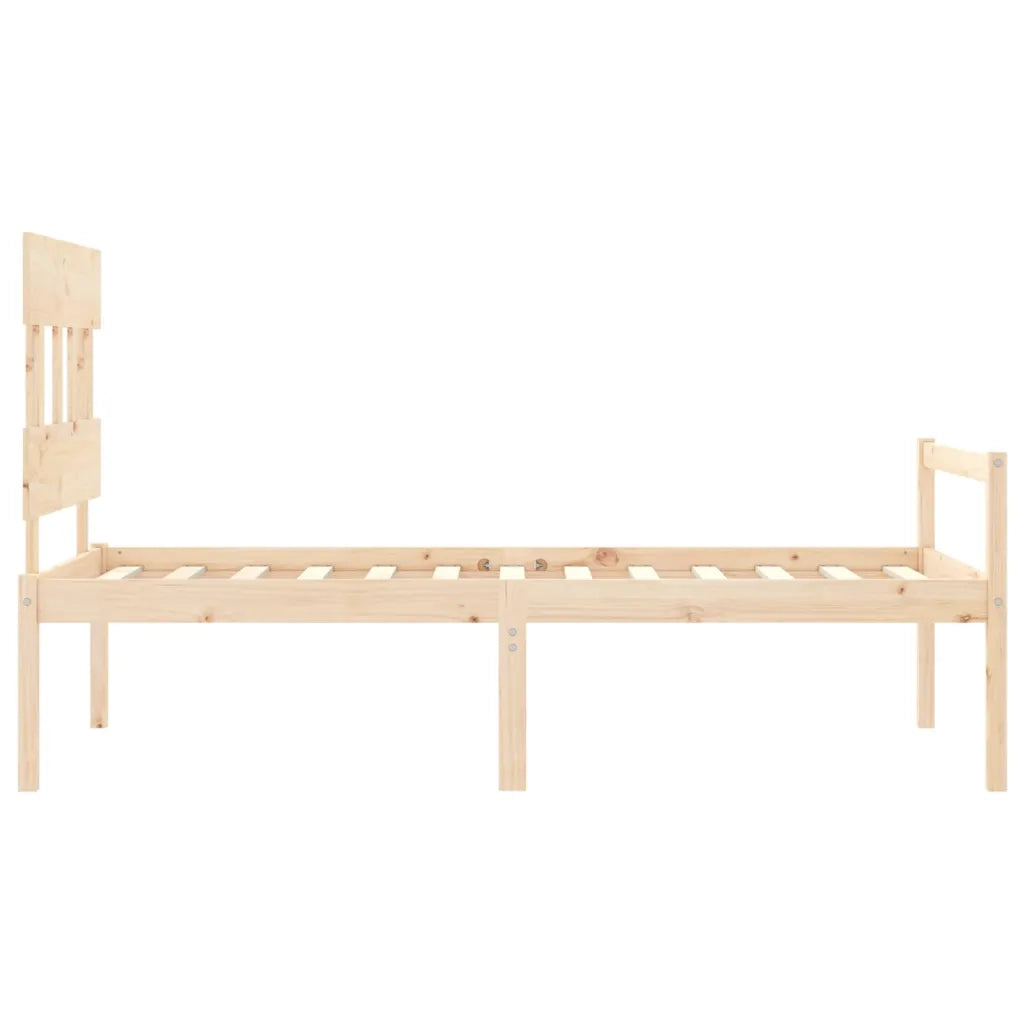 Letto singolo | Letto per adulti | Letto per Anziani con Testiera Single in Legno Massello