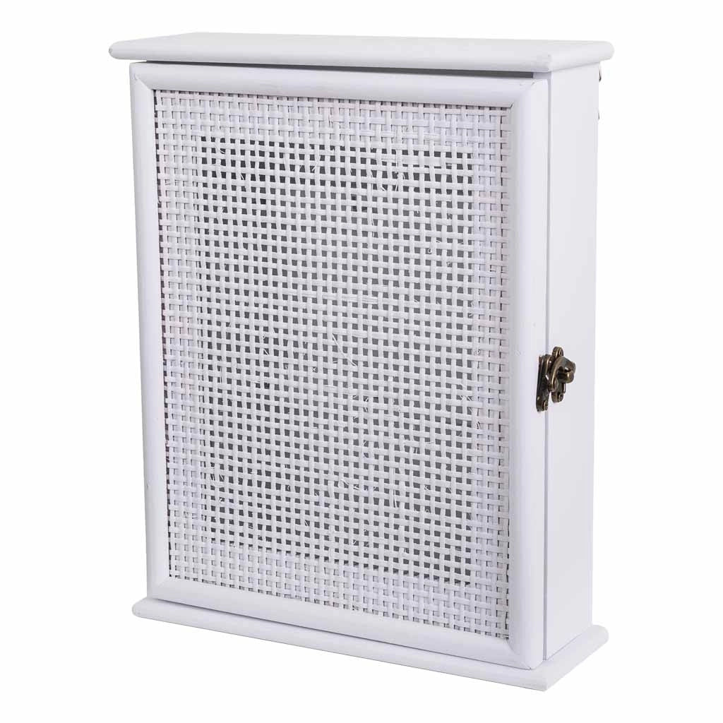 Scatola chiavi legno griglia bianca 24x7.5x30h cm