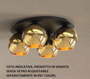 ALESSIA-4L N Lampada da soffitto 4 attacchi struttura nera tonda attacco E14 senza vetri