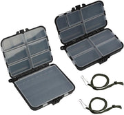 Set di contenitori per pesce da 2 pezzi - Professionali - Impermeabili in plastica - 7/9 contenitori regolabili - Chiuse trasparenti - Costruzione robusta - Cassetti per pesce