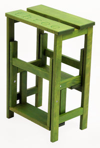 Sgabello Scaletta 60x40x46 cm in Legno Verde Oliva
