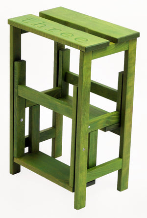 Sgabello Scaletta 60x40x46 cm in Legno Verde Oliva