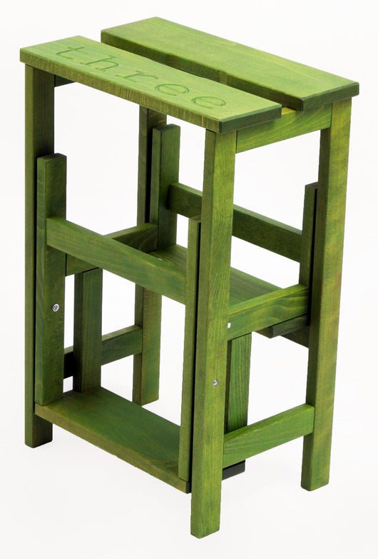 Sgabello Scaletta 60x40x46 cm in Legno Verde Oliva