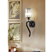 Trade Shop - Applique Da Parete Nero Attacco E14 Lampada Muro Paralume In Vetro Metallo E36-1 -