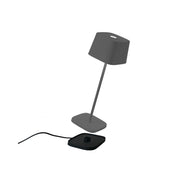 Zafferano Lampada a led da tavolo Ofelia Pro Grigio Scuro ricaricabile e dimmerabile - 2200-2700-3000K - 9h massima potenza