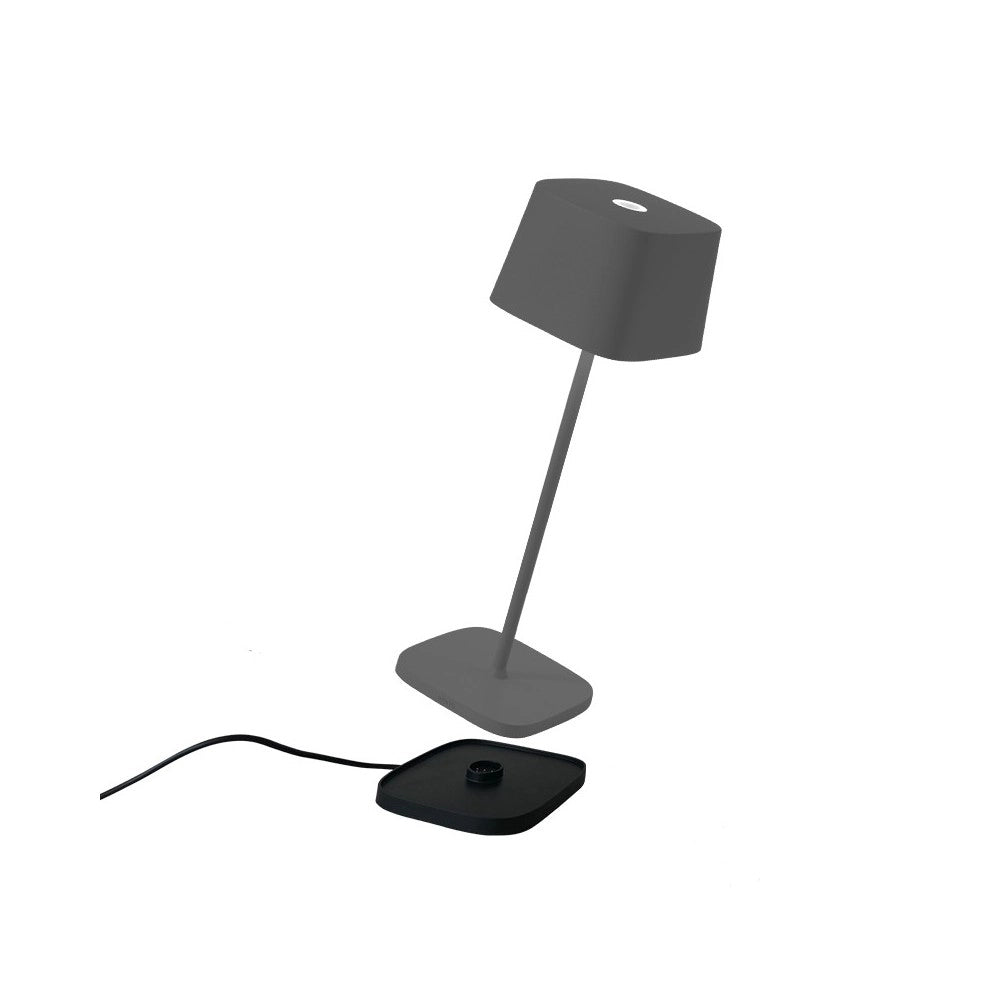 Zafferano Lampada a led da tavolo Ofelia Pro Grigio Scuro ricaricabile e dimmerabile - 2200-2700-3000K - 9h massima potenza