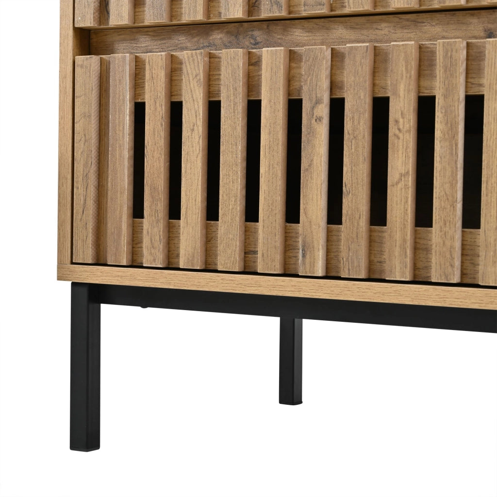 Cassettiera, credenza da sala da pranzo, 6 cassetti, piedini in metallo, finitura effetto legno, 120 x 40 x 81 cm